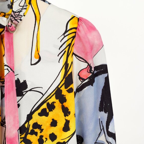 Stella McCartney Resort 2020 Kaela White Horse-Print High-Neck Midi Dress - Picture 5 of 14